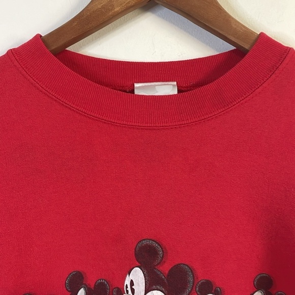 VTG Tourist Mickey Crewneck Sweatshirt XL Red Mouse 90s Americana Merch Disney - Picture 7 of 14